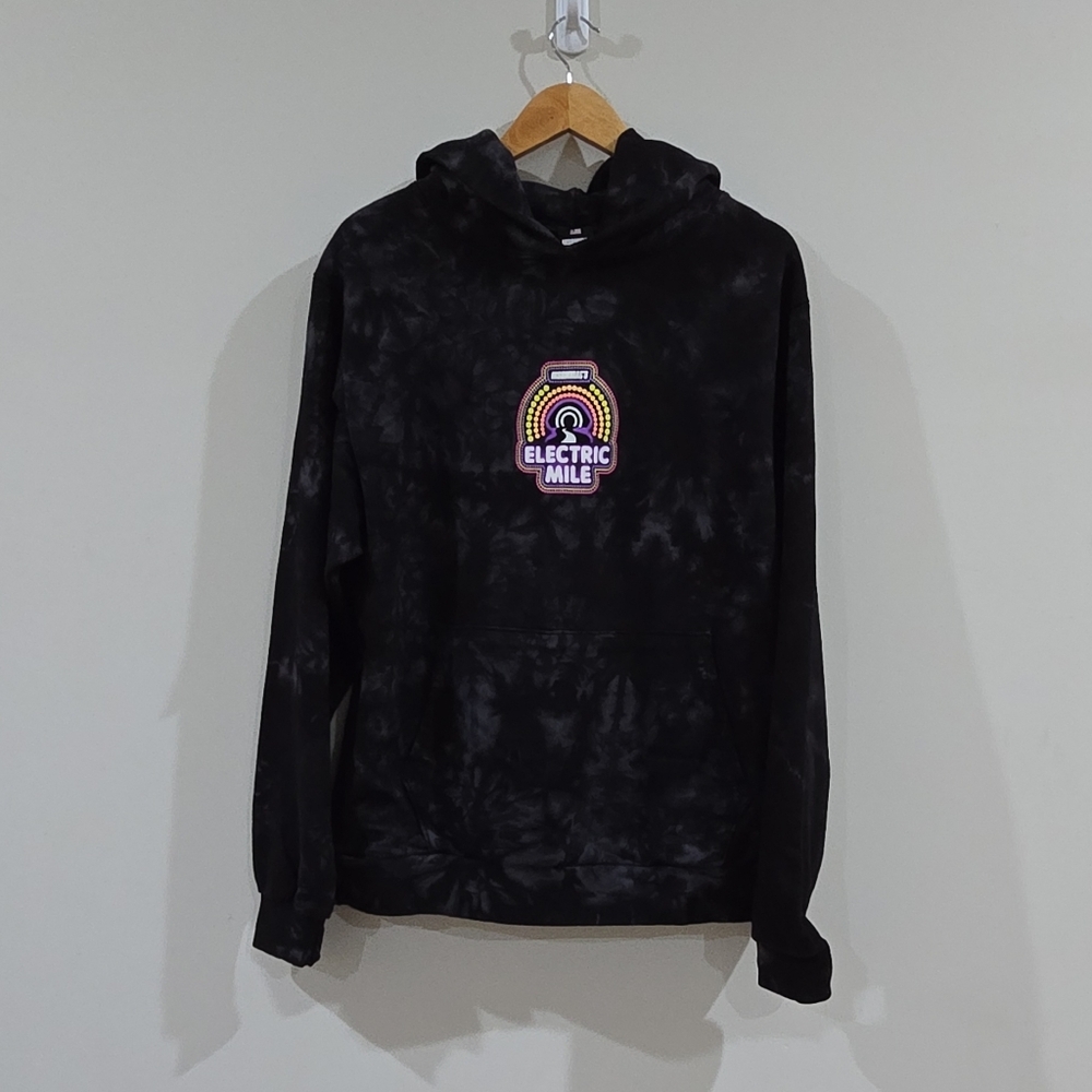 Insomniac Electric Mile Hoodie Mens M Black Tie Dye Pullover Long Sleeve - Picture 1 of 6
